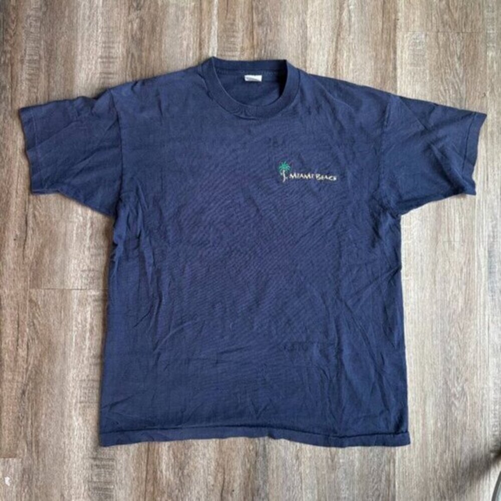 Vintage Miami Beach T Shirt Embroidered Single Stitch